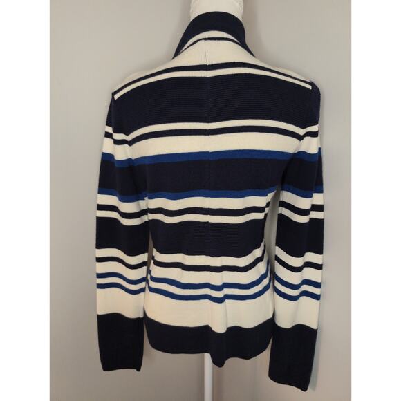 Ann Taylor M blue striped cozy preppy blazer jacket - Picture 3 of 7